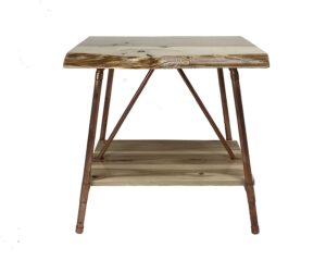 Niangua Furniture Live Edge Hickory Rustic End Table with Copper Pipes